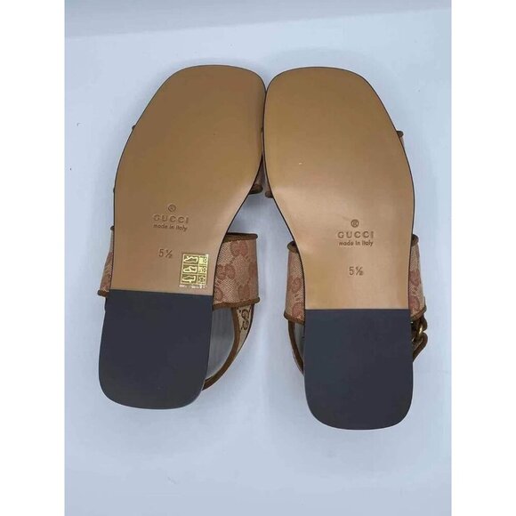 NIB Gucci Gg Canvas & Suede Sandal size 5.5 - Picture 8 of 8